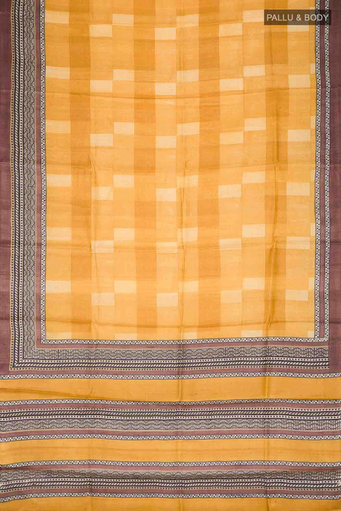 Yellow Bhagalpuri Tussar Silk Saree