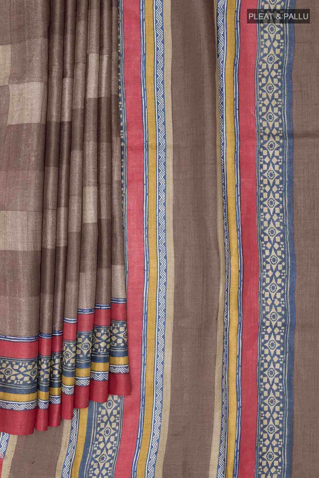 Brown Tussar Saree