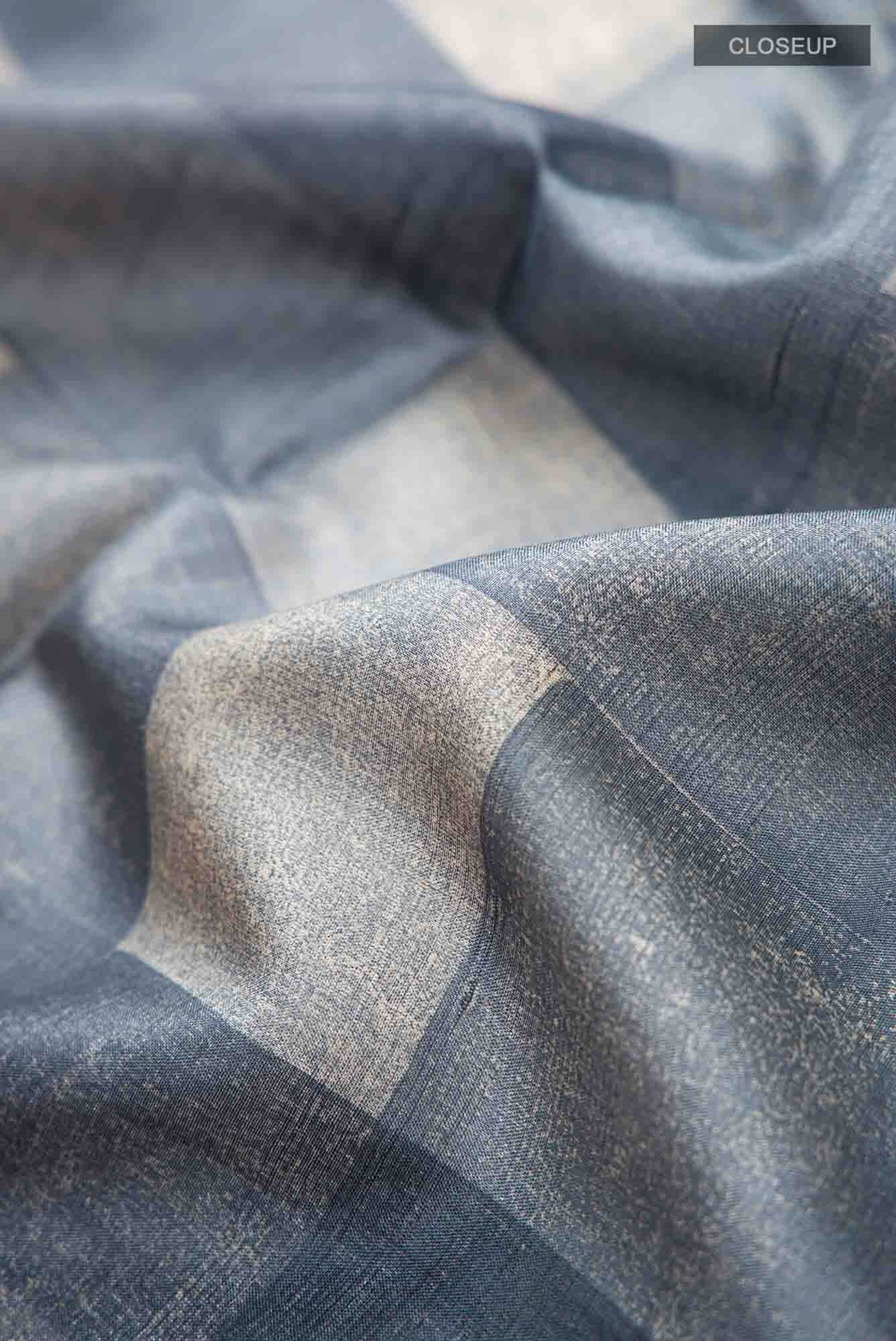 Grey Bhagalpuri Tussar Silk Saree