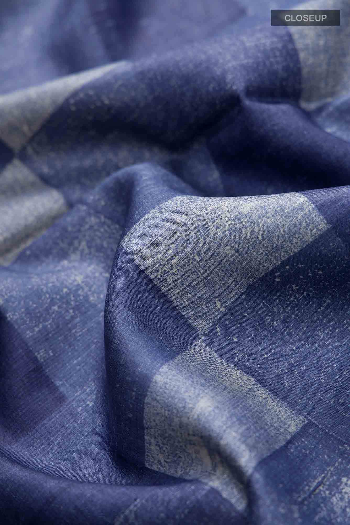 Blue Bhagalpuri Tussar Silk Saree
