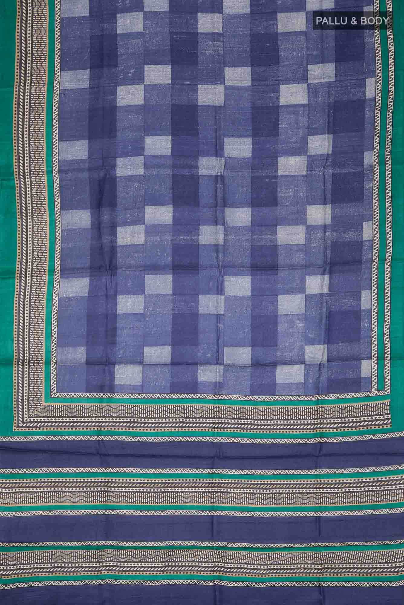 Blue Bhagalpuri Tussar Silk Saree