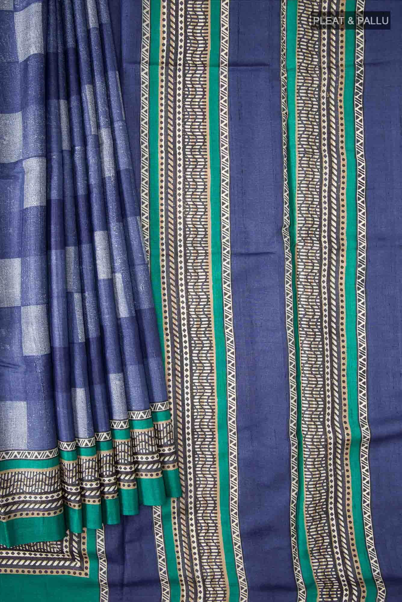 Blue Bhagalpuri Tussar Silk Saree