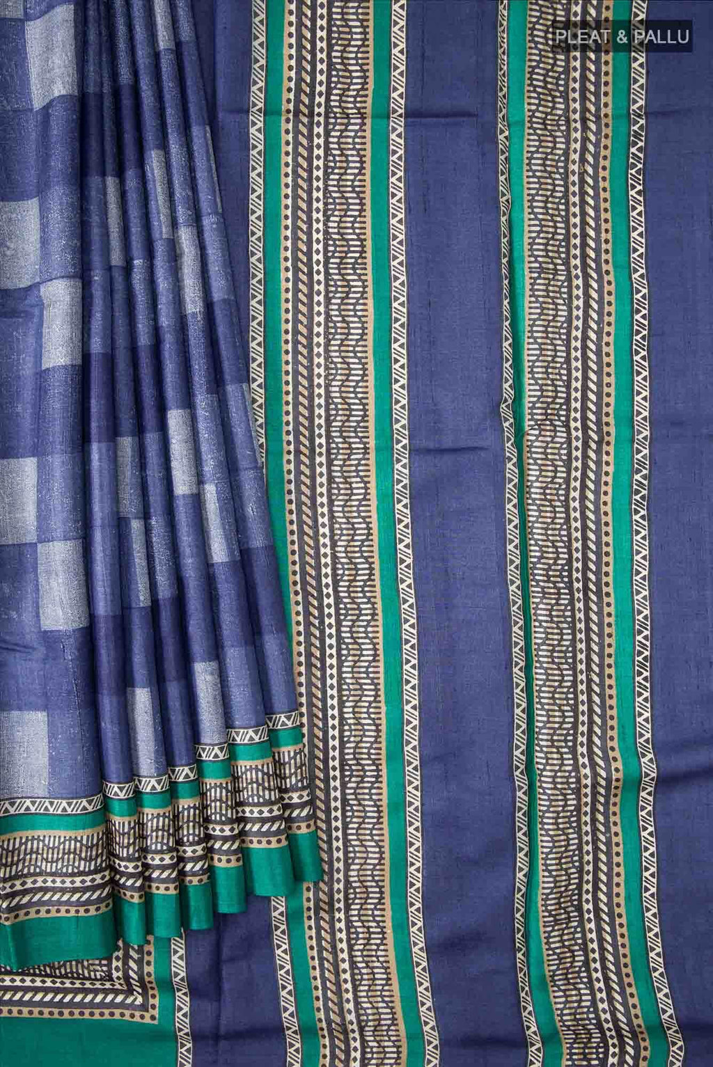 Blue Bhagalpuri Tussar Silk Saree