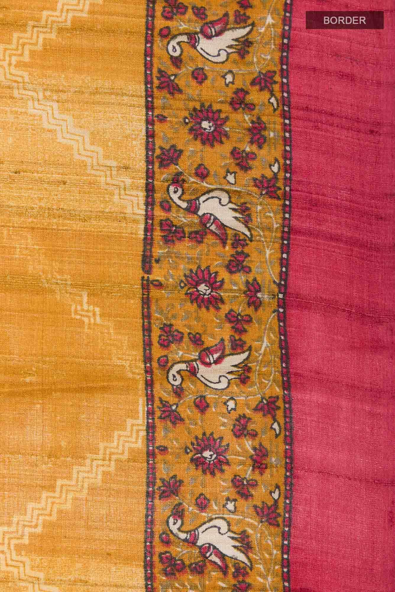 Mustard Tussar Saree