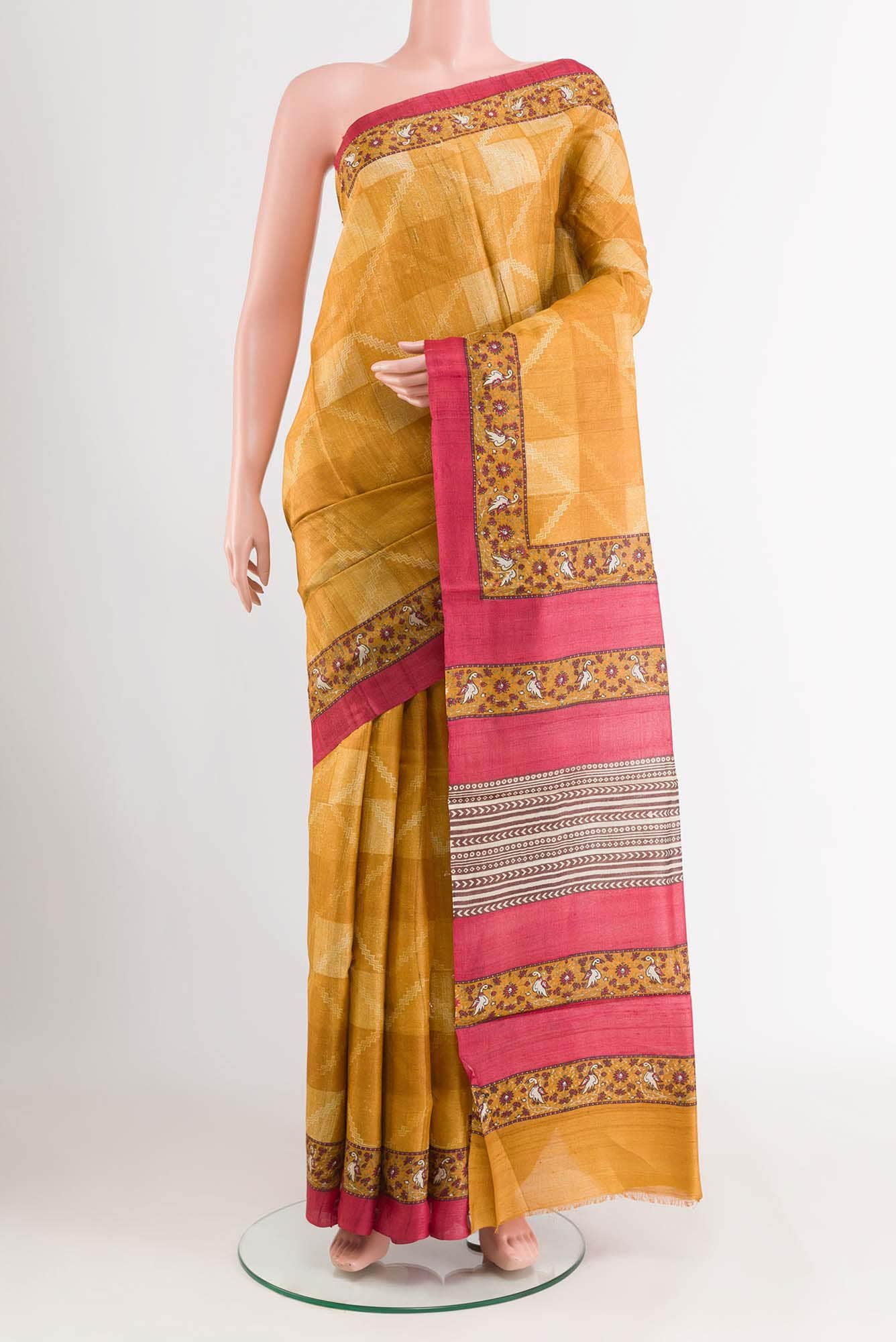 Mustard Tussar Saree