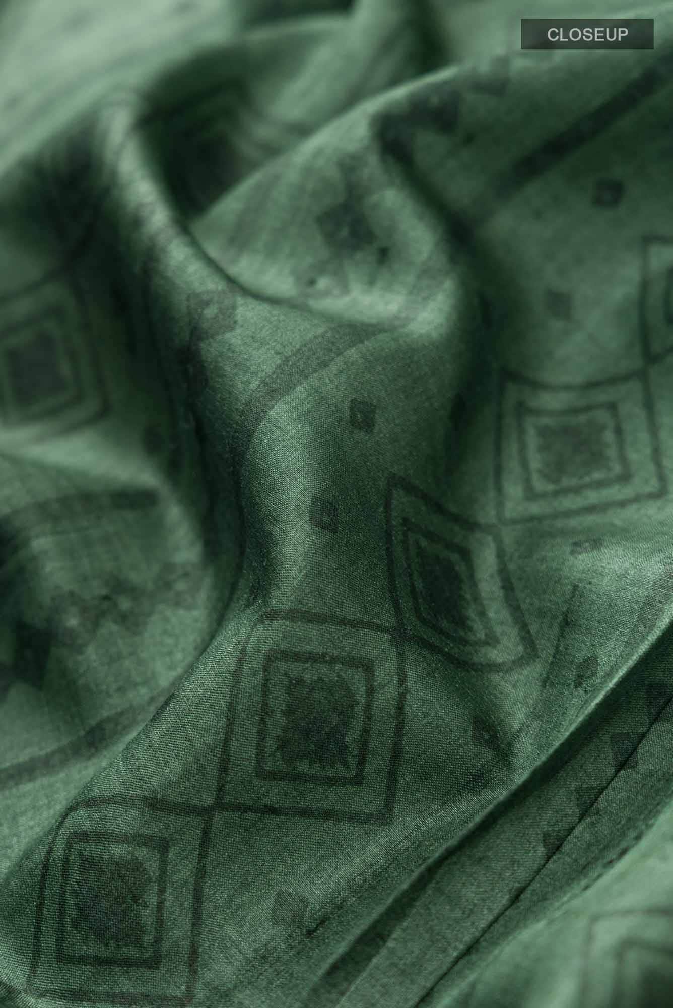 Green Bhagalpuri Tussar Silk Saree