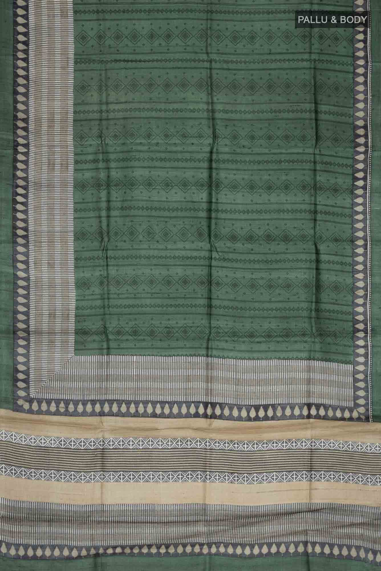 Green Bhagalpuri Tussar Silk Saree