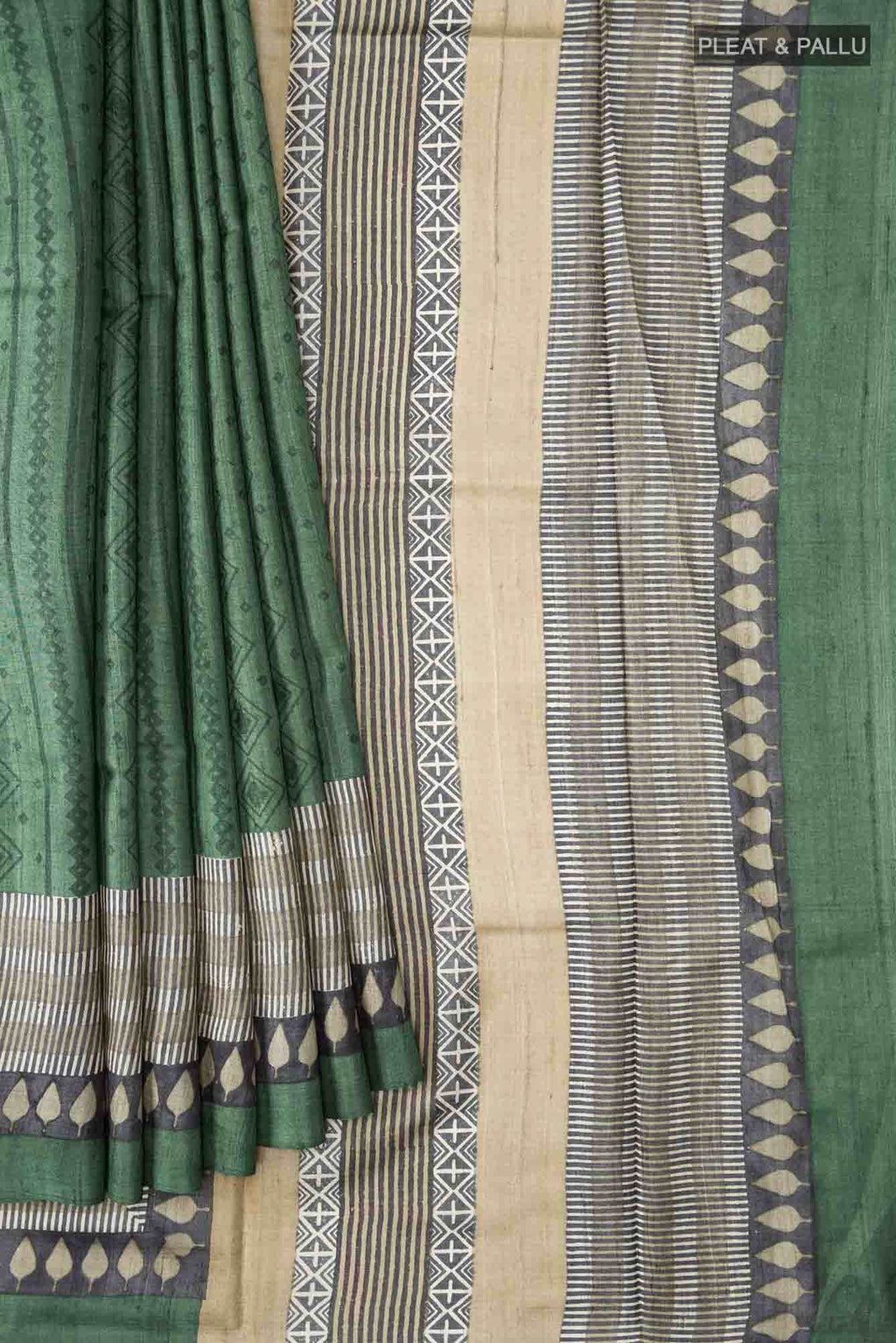 Green Bhagalpuri Tussar Silk Saree