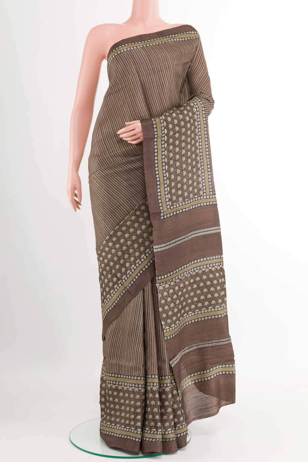 Brown Tussar Saree