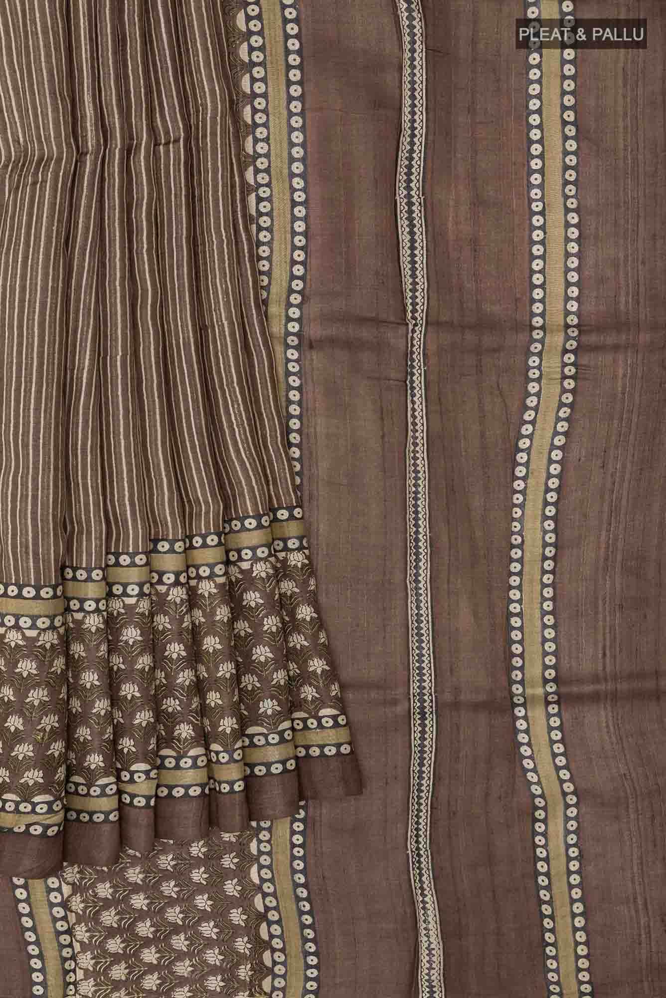 Brown Tussar Saree