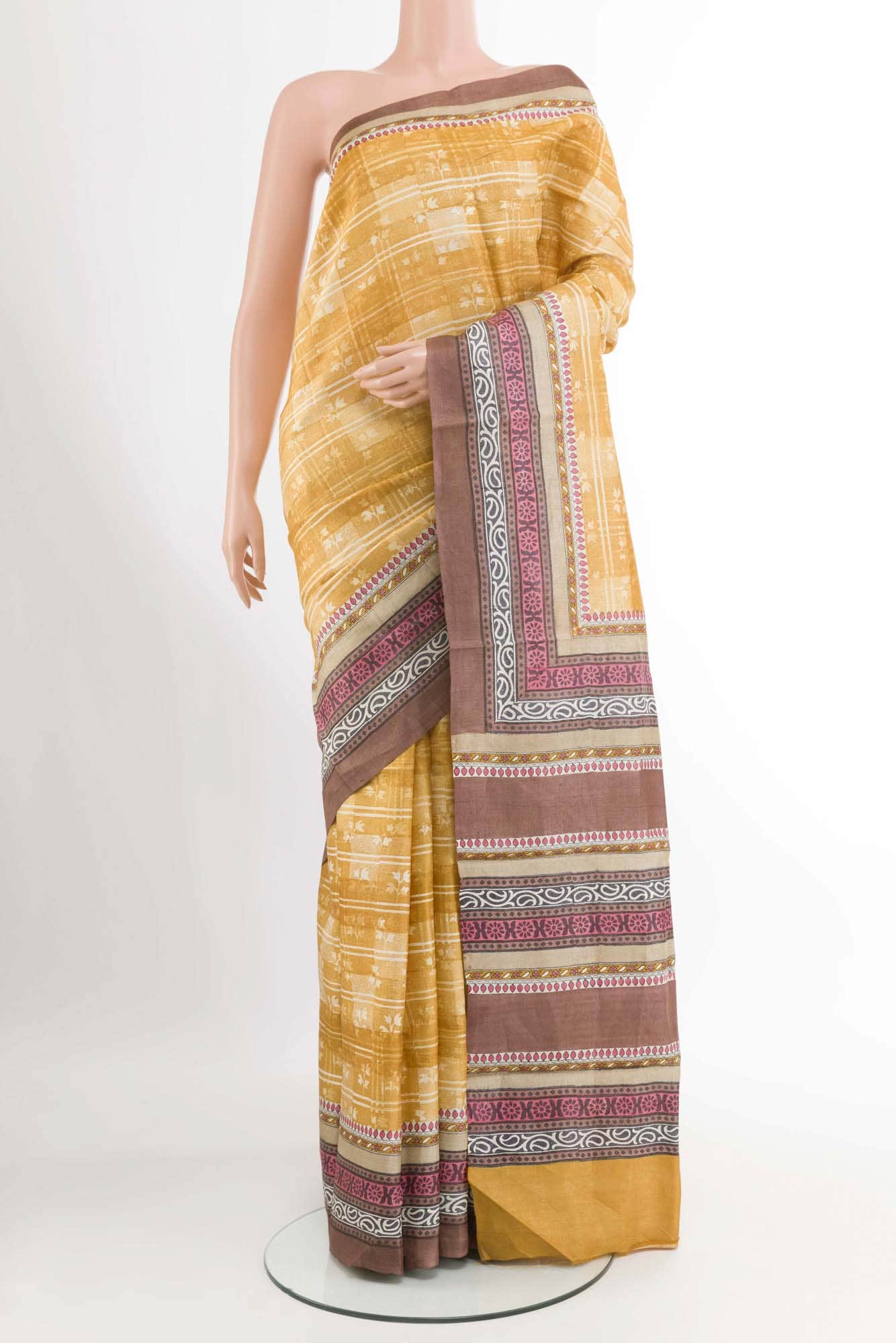 Yellow Tussar Saree