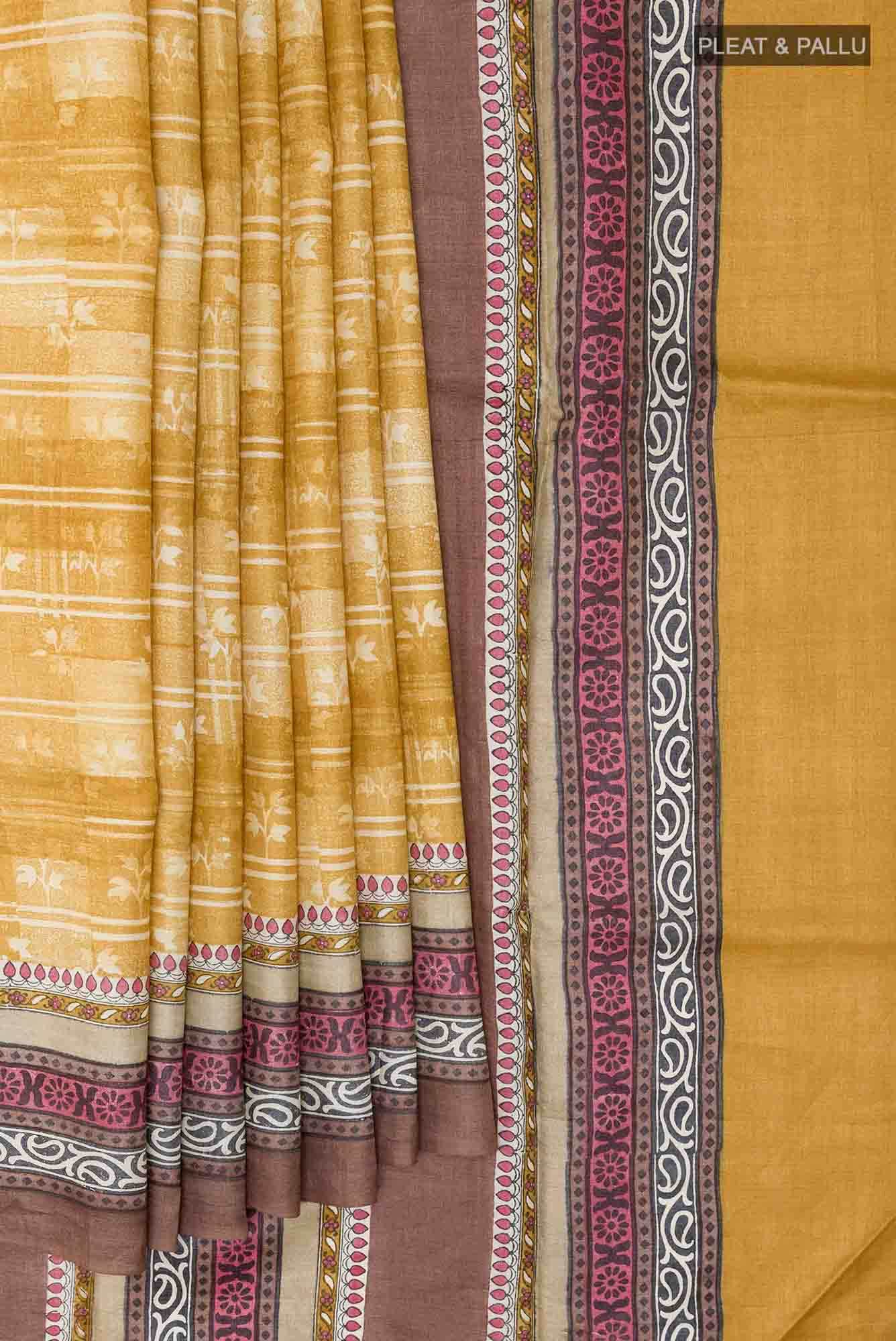 Yellow Tussar Saree