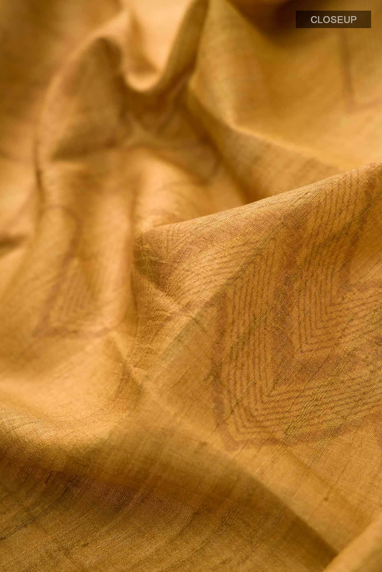 Mustard Bhagalpuri Tussar Silk Saree
