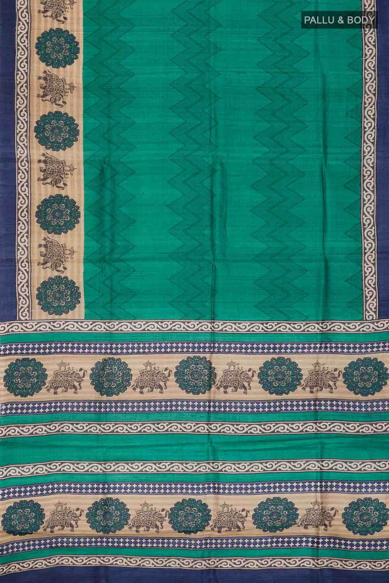 Green Tussar Silk Saree