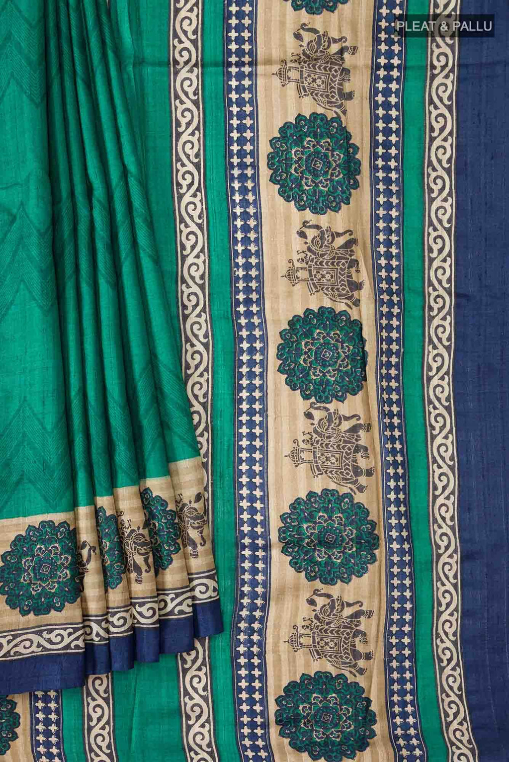 Green Tussar Silk Saree
