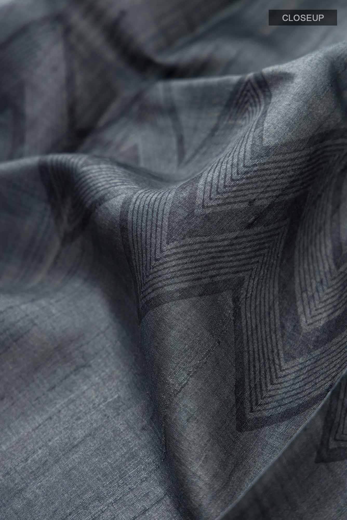 Grey Bhagalpuri Tussar Silk Saree