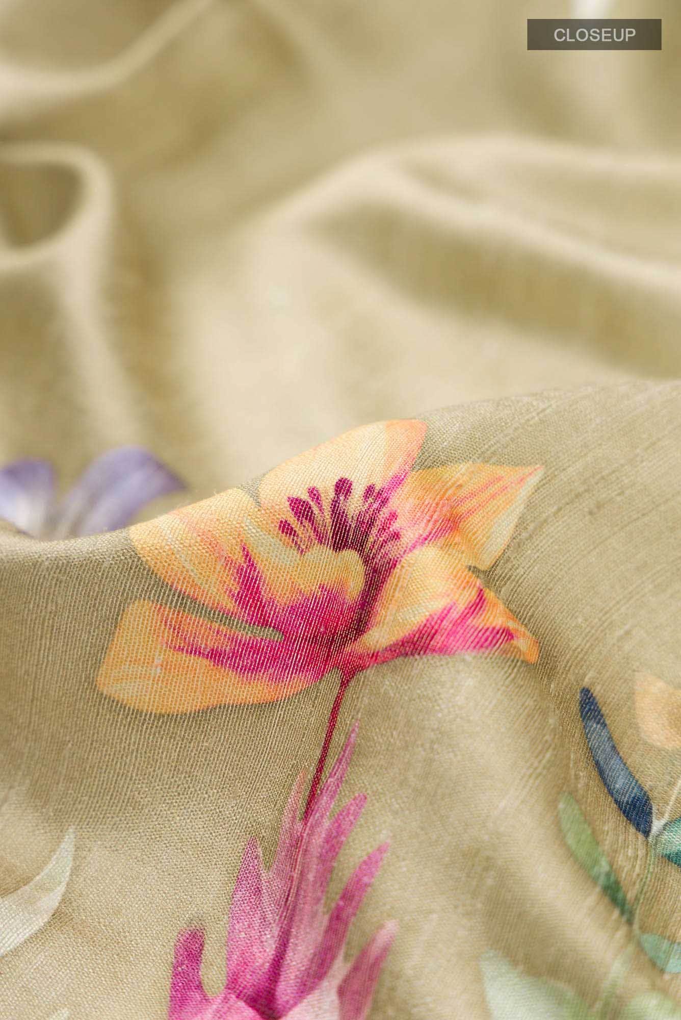 Beige Tussar Silk Saree
