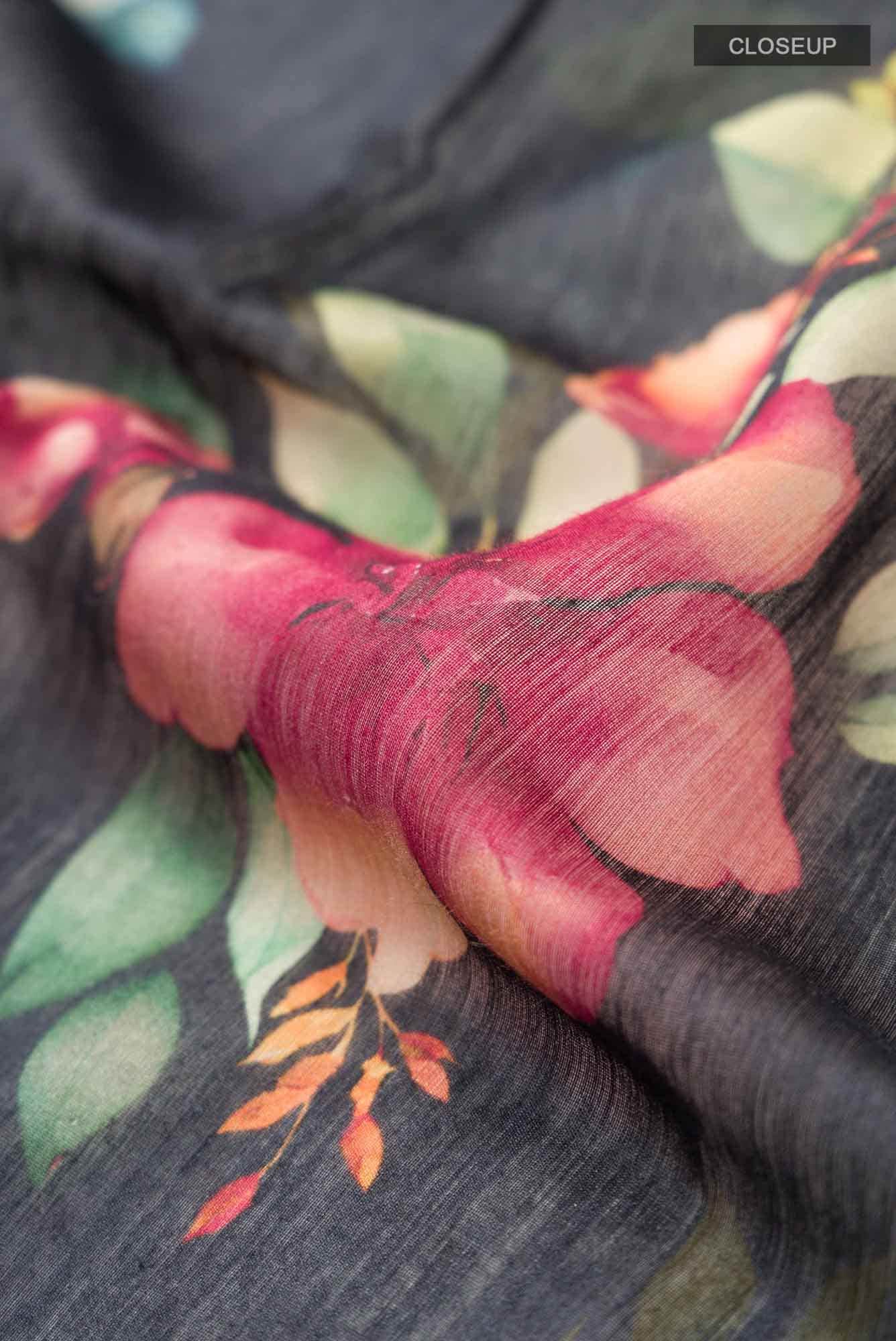 Black Tussar Silk Saree