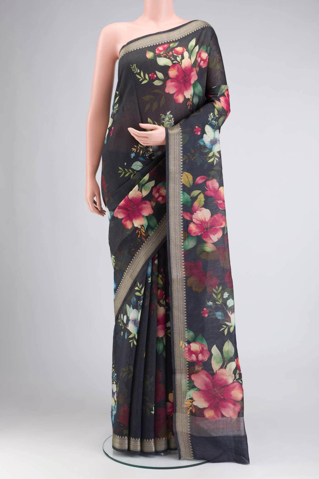 Black Tussar Silk Saree