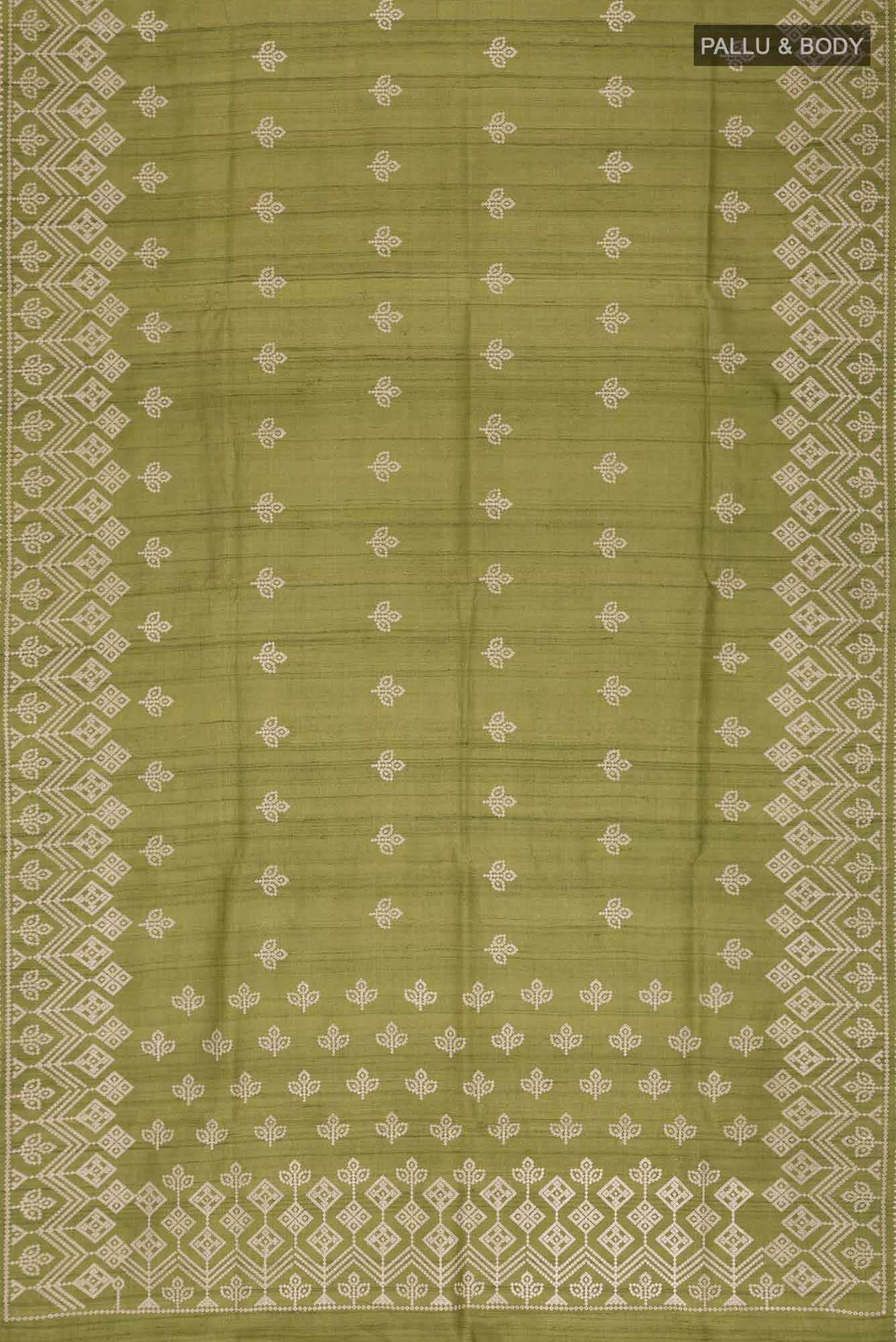 Green Bhagalpuri Tussar Silk Saree
