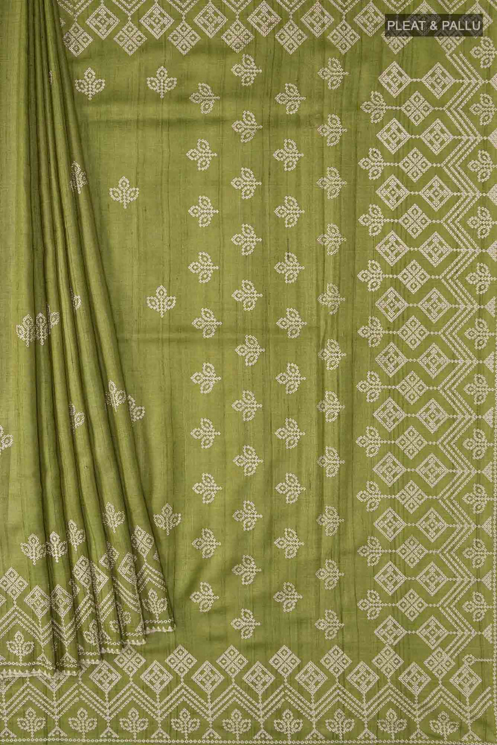 Green Bhagalpuri Tussar Silk Saree