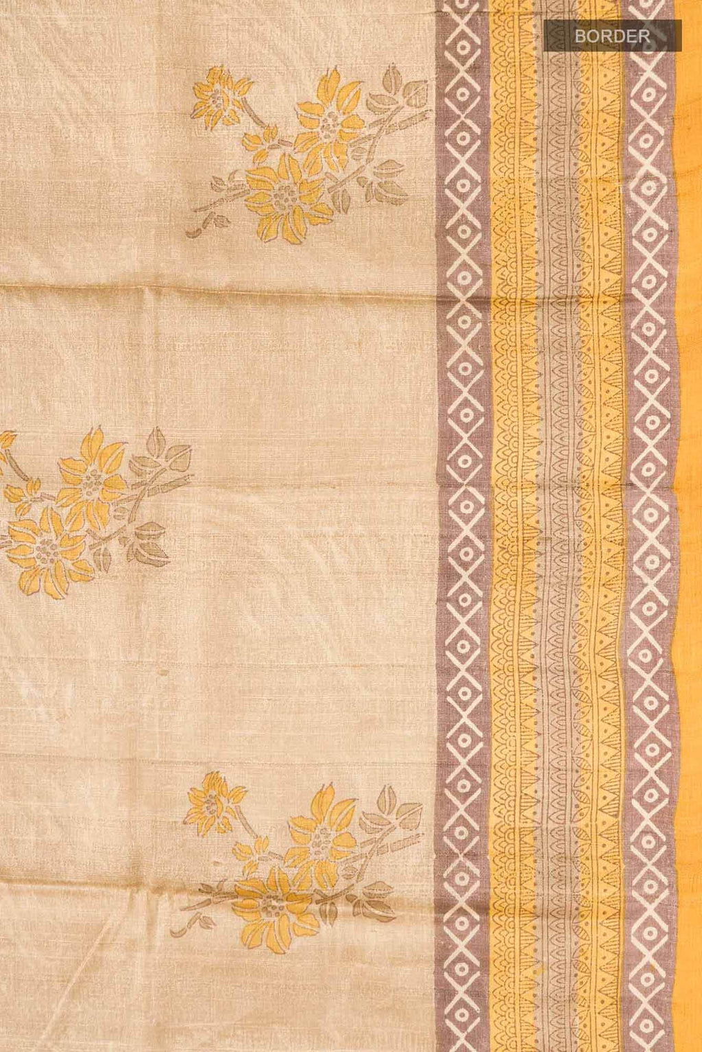 Beige Bhagalpuri Tussar Silk Saree
