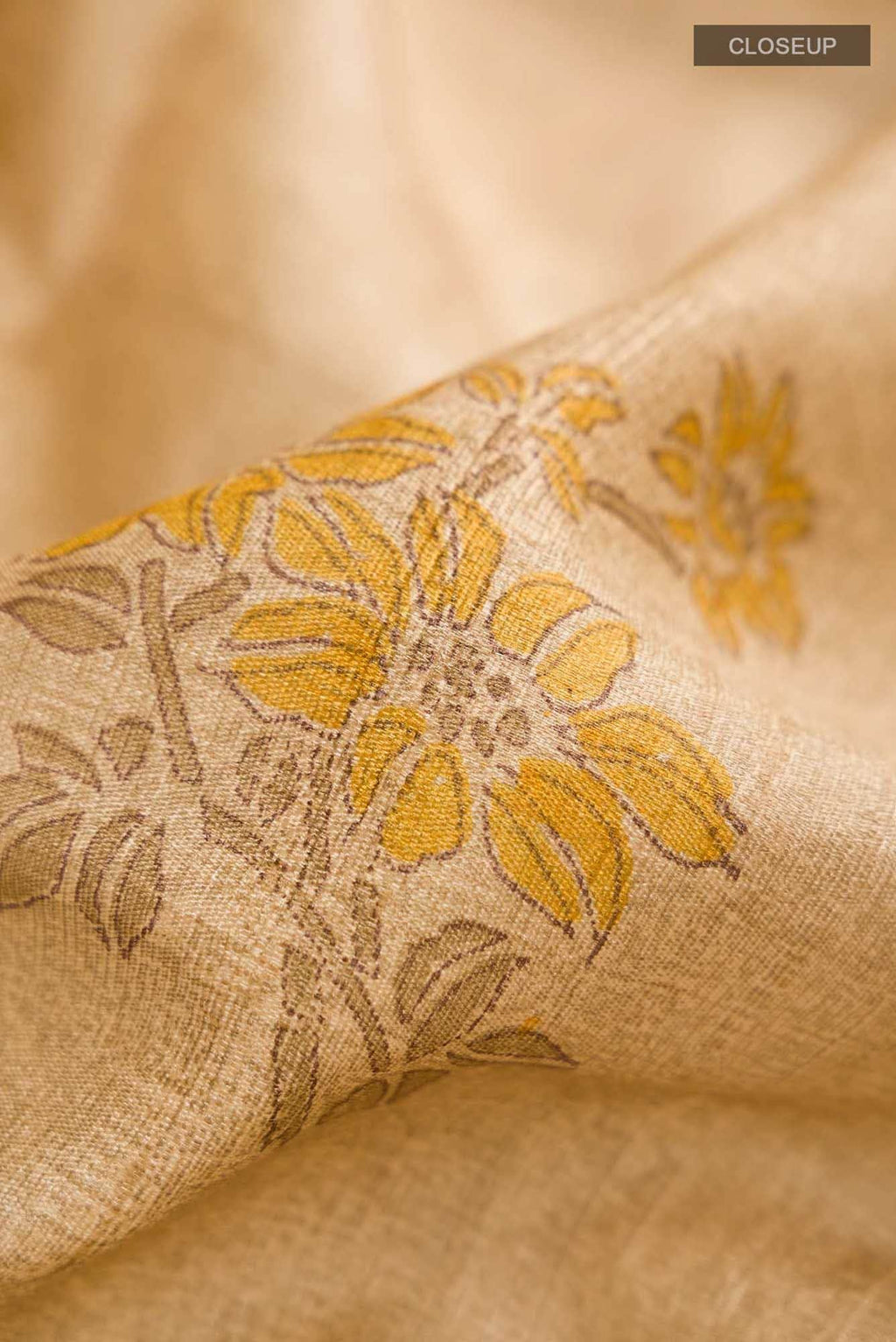 Beige Bhagalpuri Tussar Silk Saree