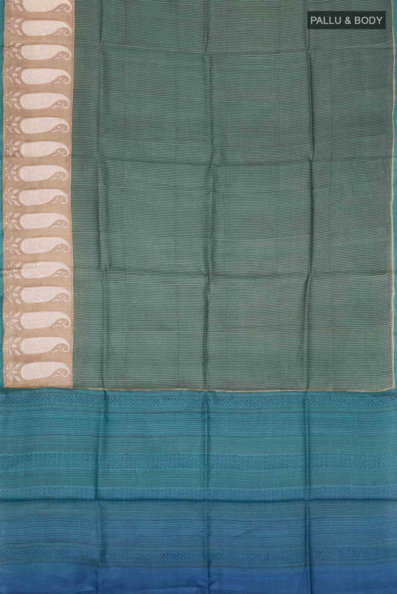 Green Tussar Silk Saree