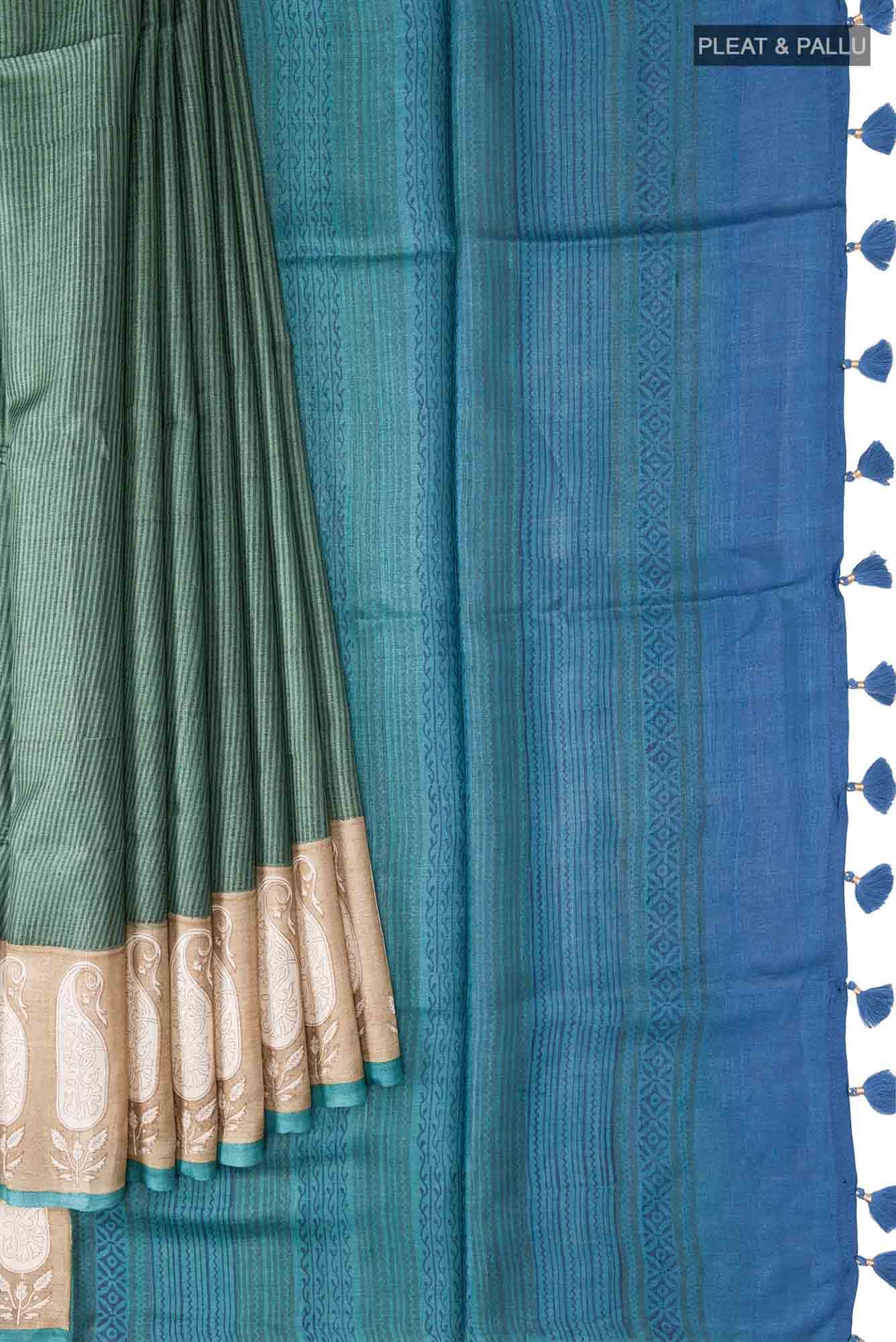 Green Tussar Silk Saree