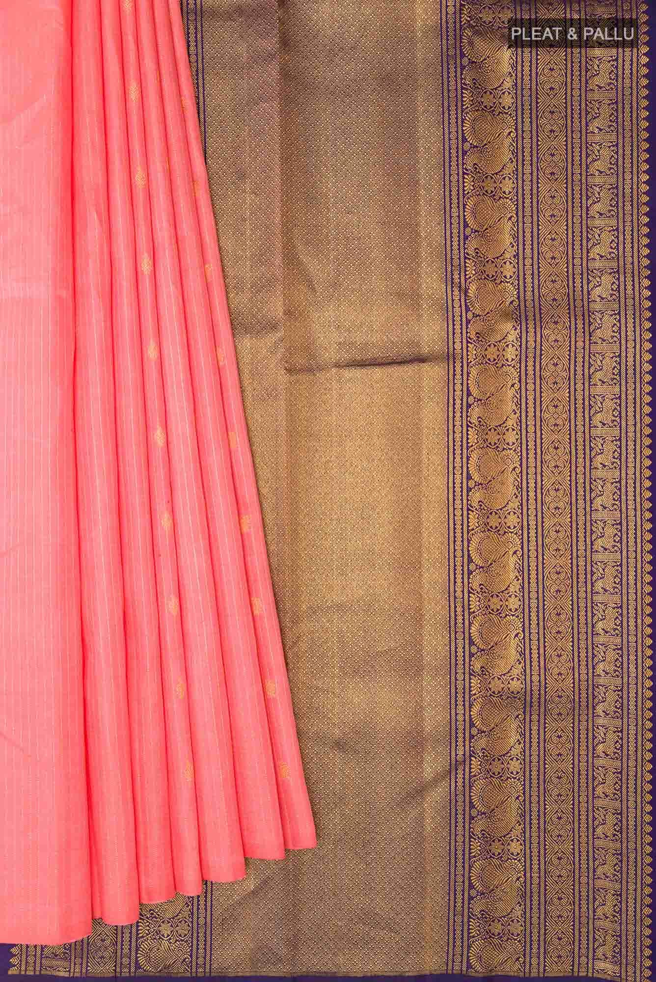 Rose pink Kanchipuram Silk Saree