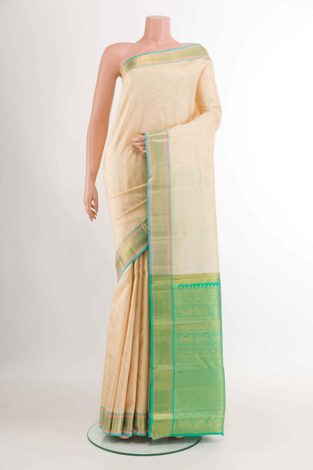 Beige Kanchipuram Silk Saree