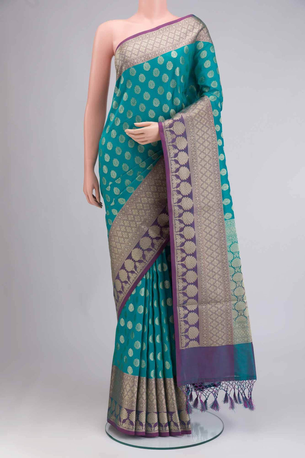 Blue Blended Art Silk Saree