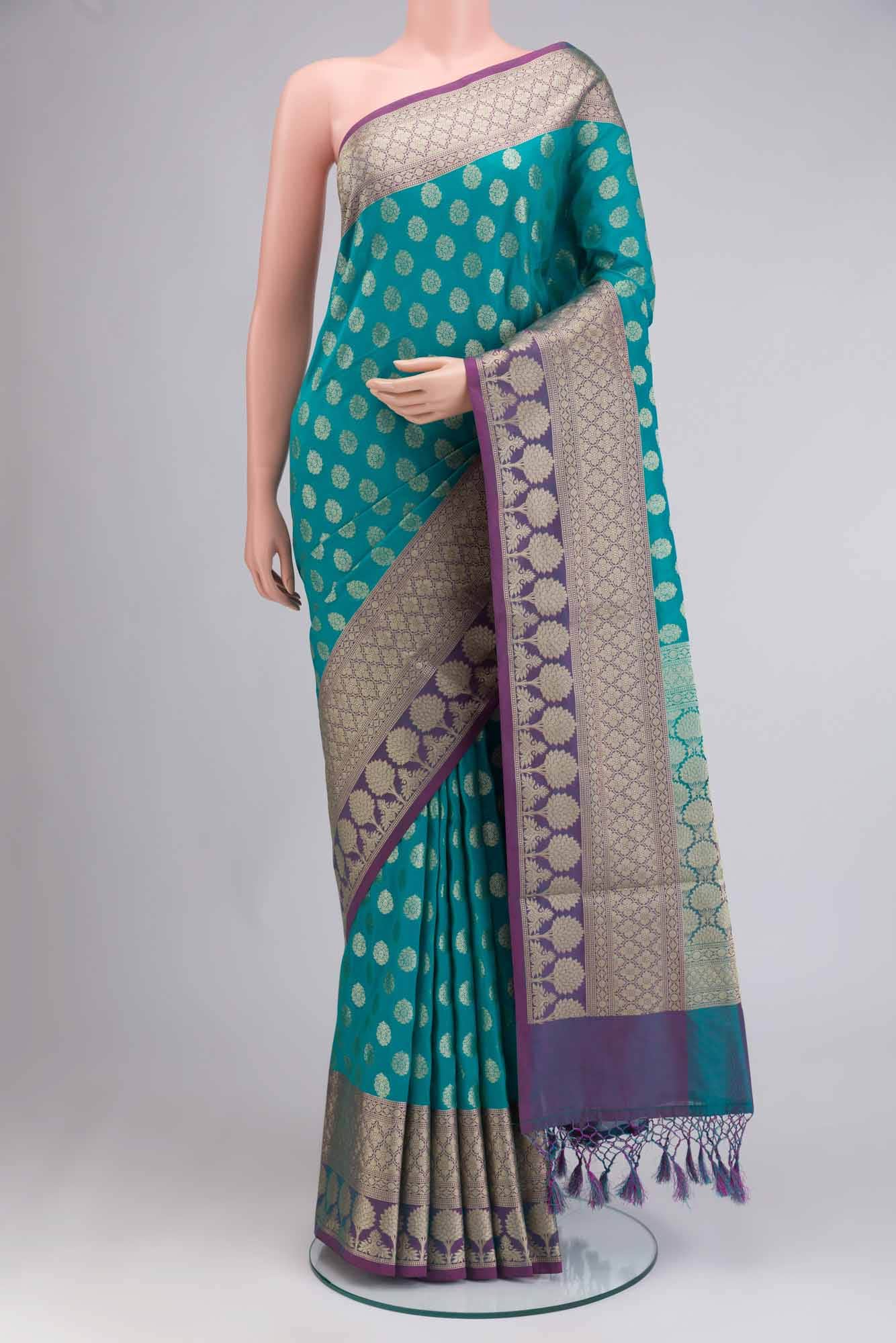 Blue Blended Art Silk Saree