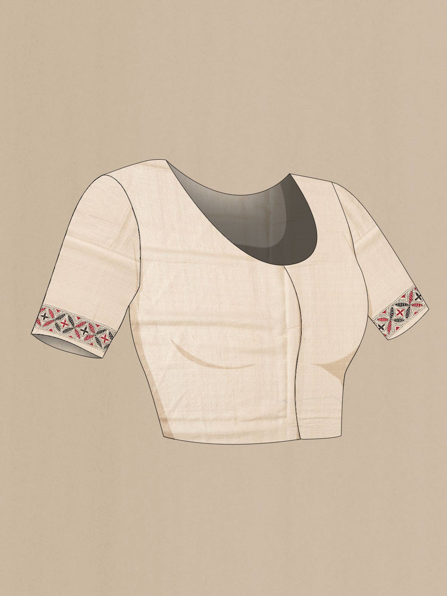 Beige Bhagalpuri Tussar Silk Saree