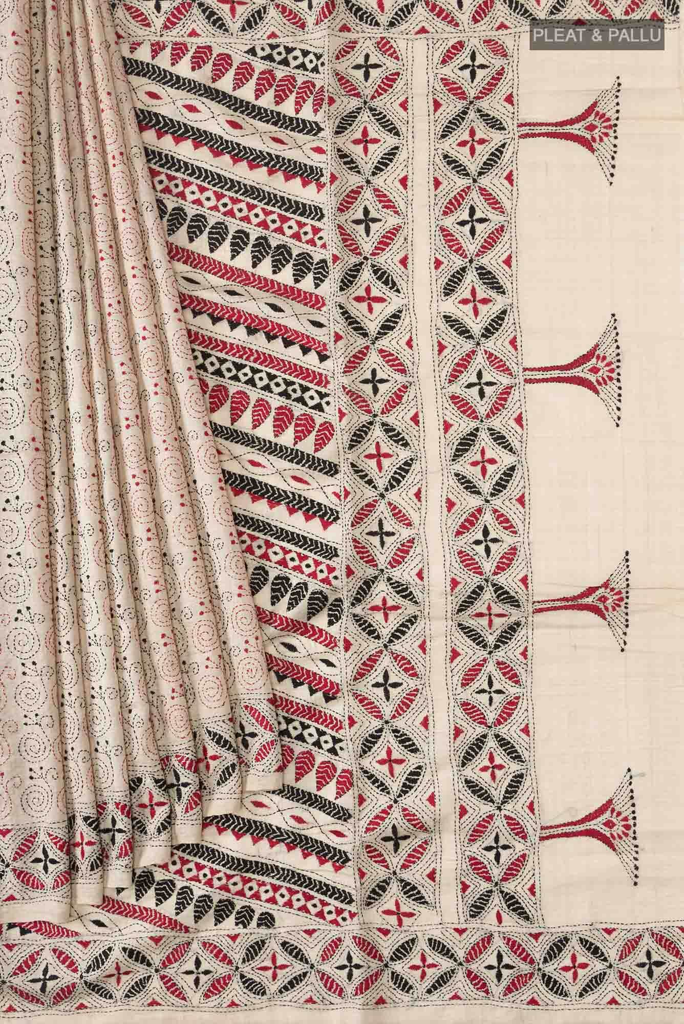 Beige Bhagalpuri Tussar Silk Saree