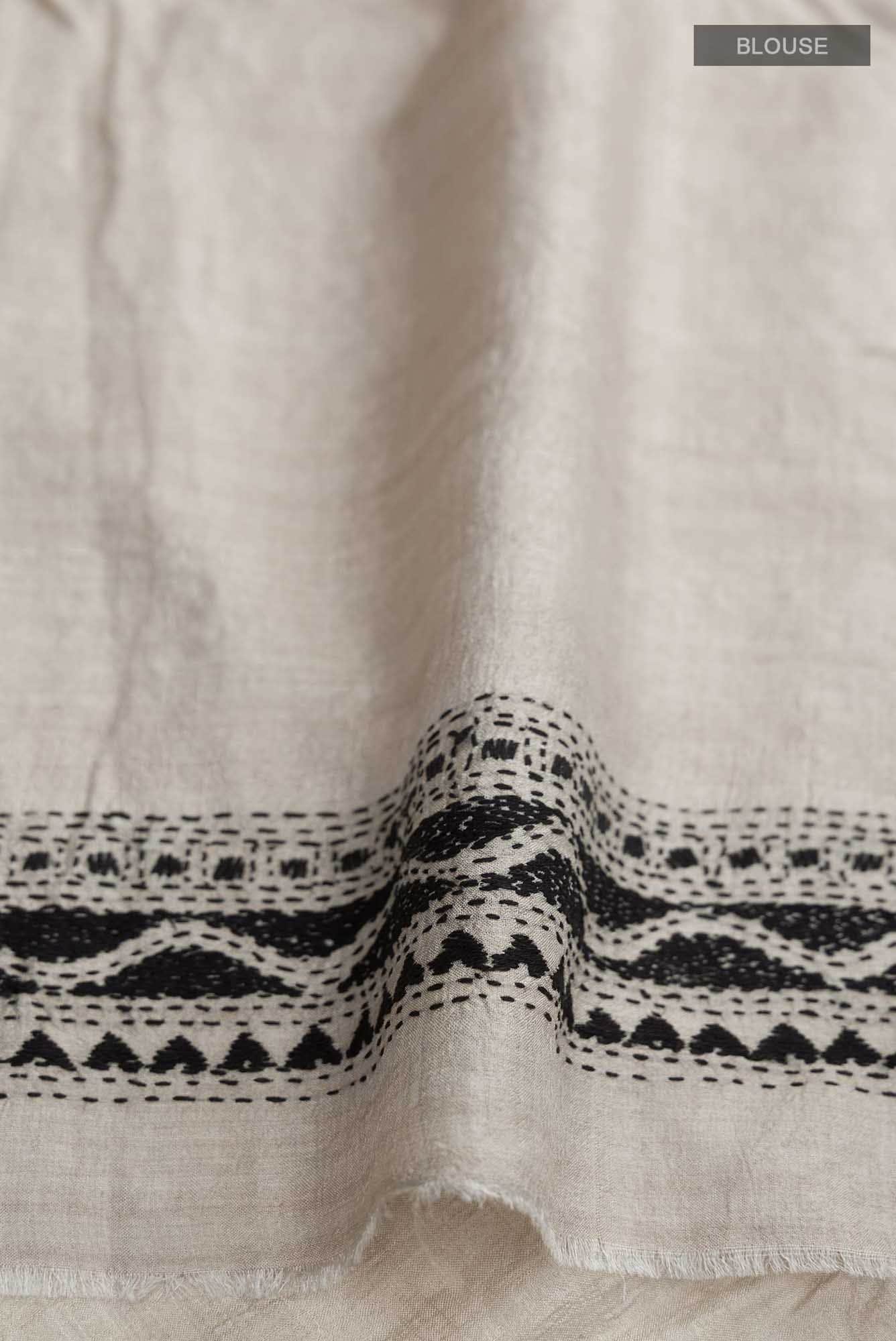 Beige Tussar Silk Saree