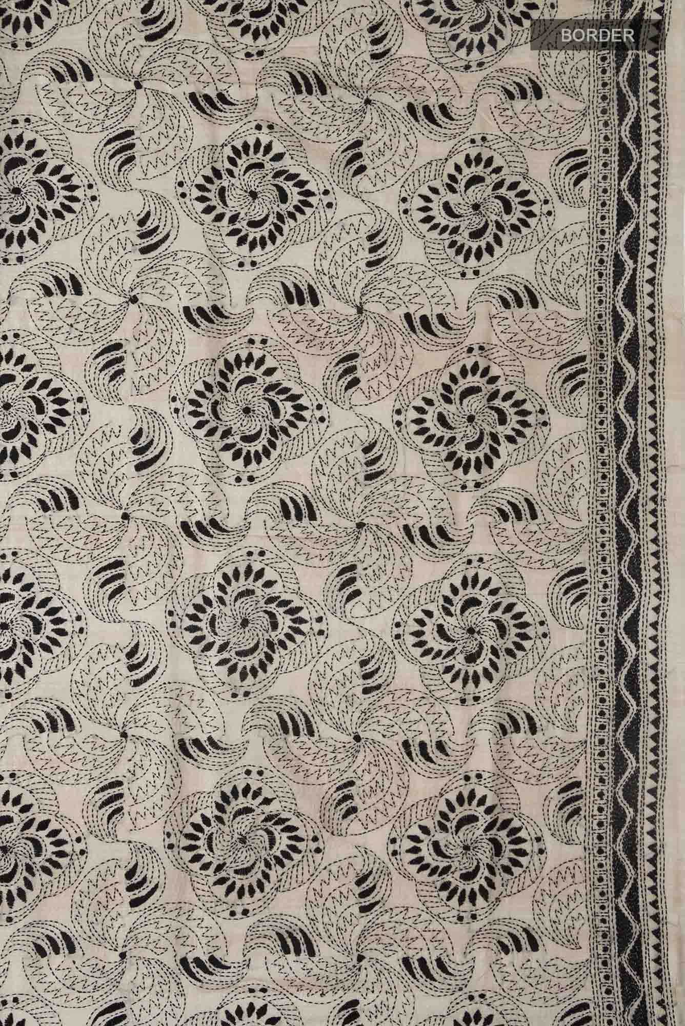 Beige Tussar Silk Saree
