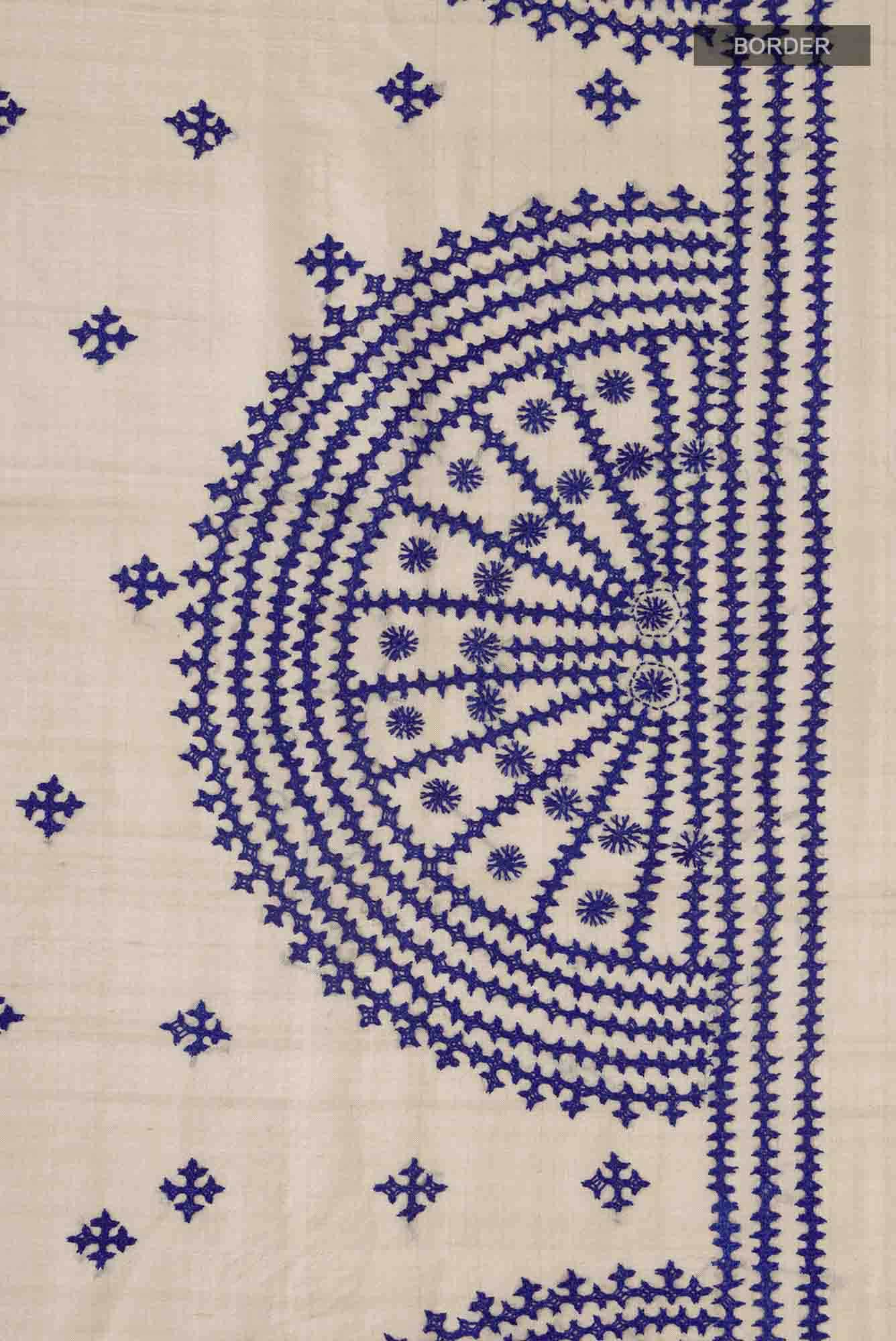 Beige Tussar Silk Saree