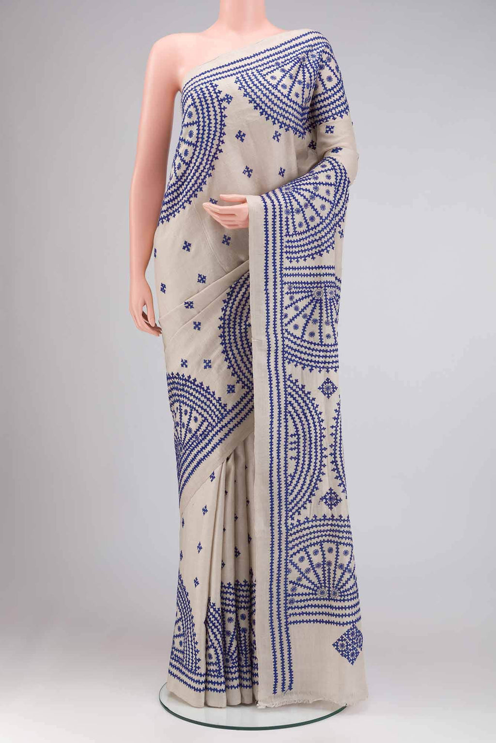 Beige Tussar Silk Saree