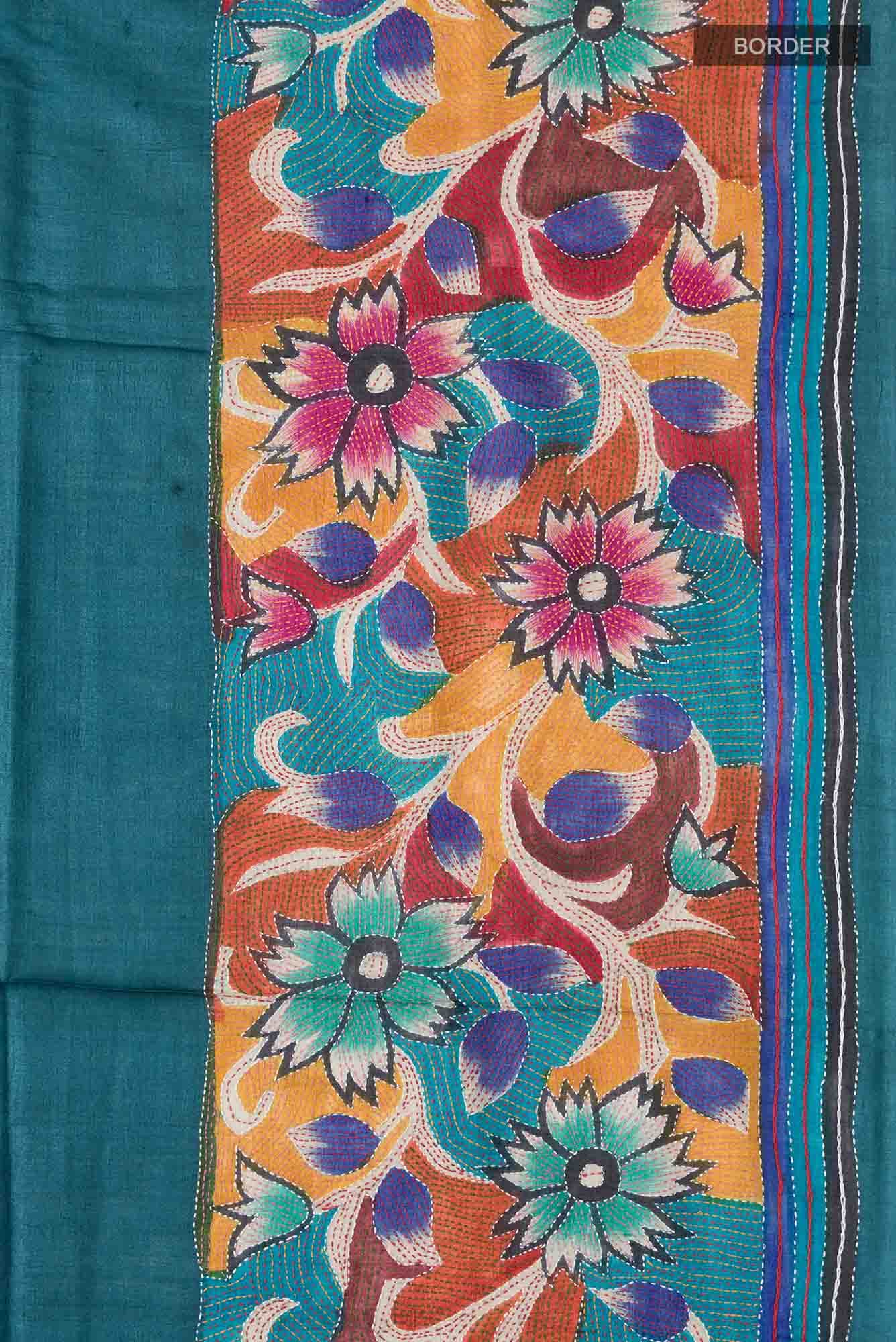 Blue Bhagalpuri Tussar Silk Saree
