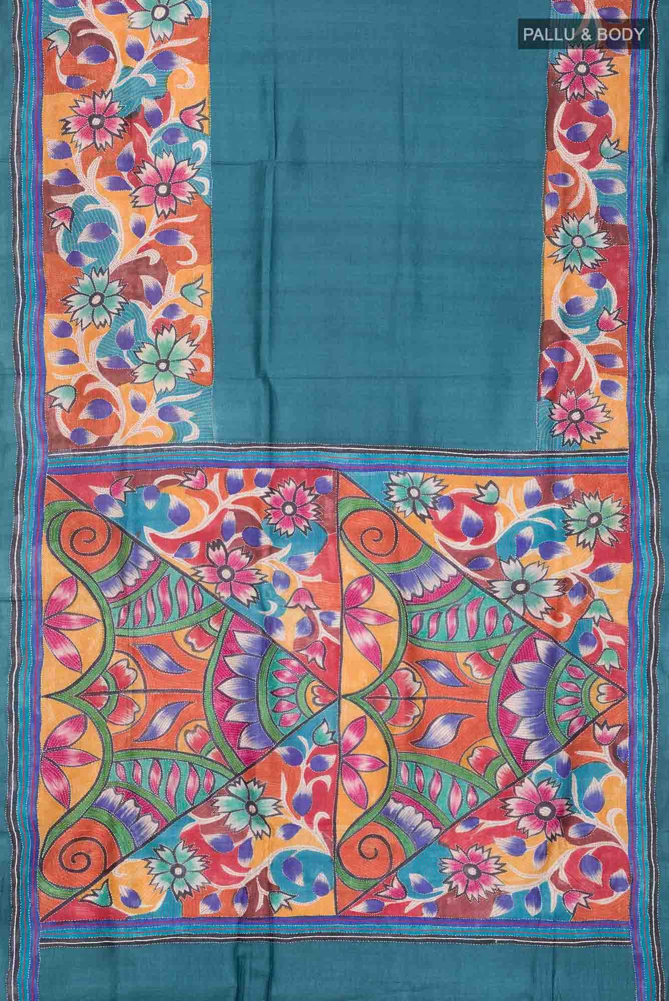 Blue Bhagalpuri Tussar Silk Saree