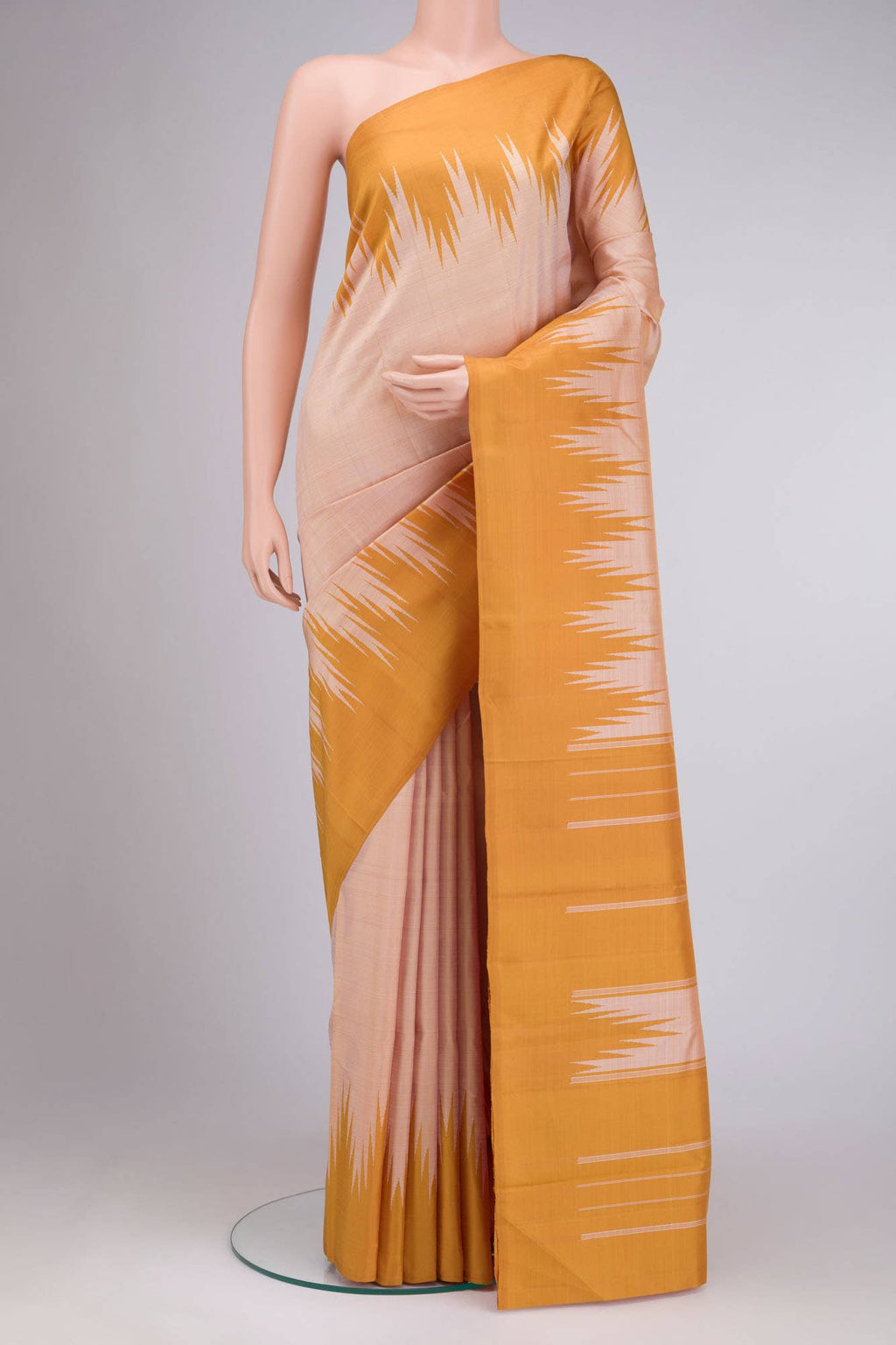 Beige Kanchipuram Silk Saree