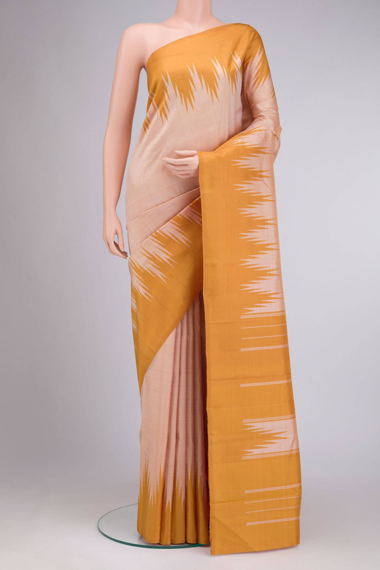 Beige Kanchipuram Silk Saree