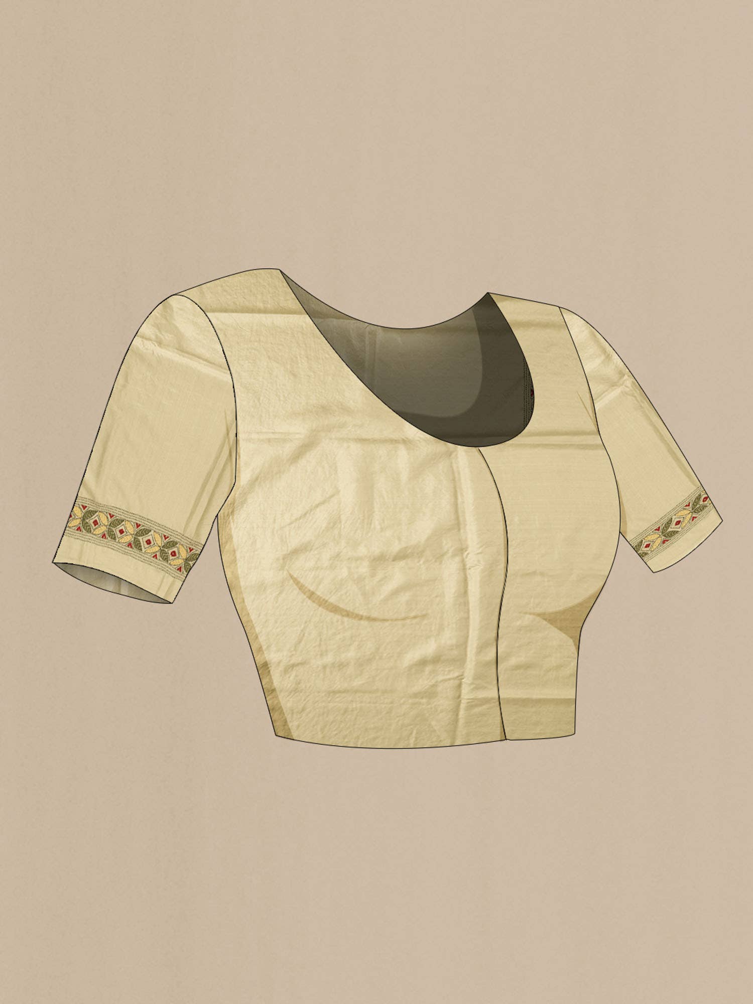 Beige Tussar Silk Saree