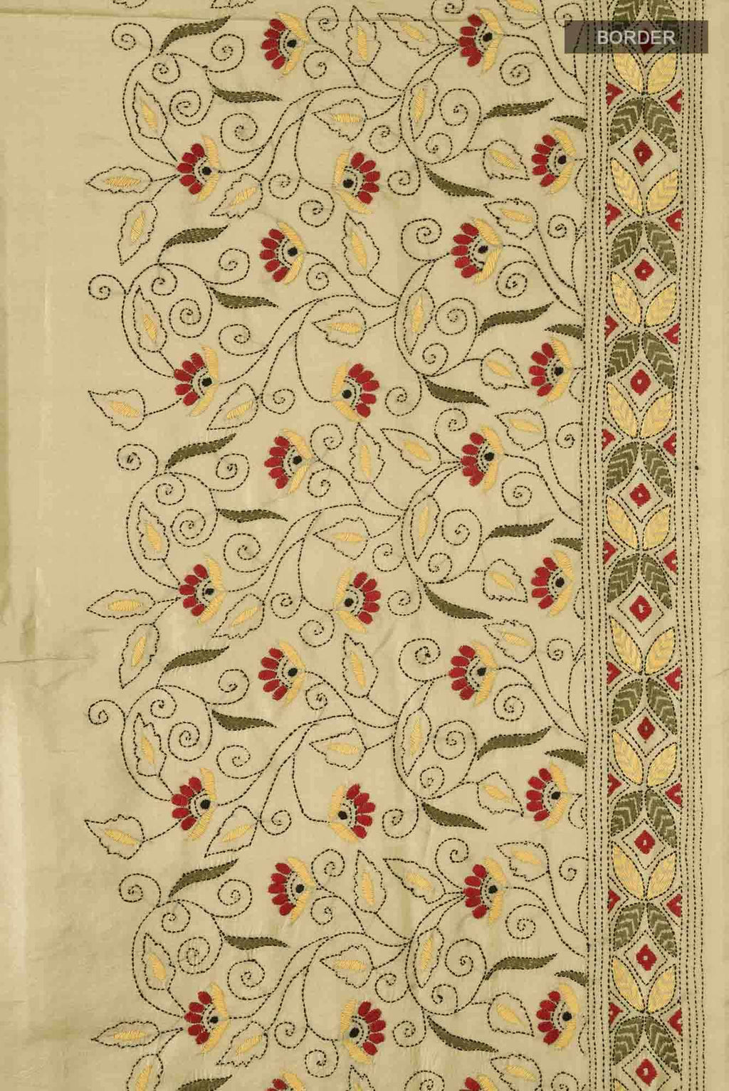 Beige Tussar Silk Saree