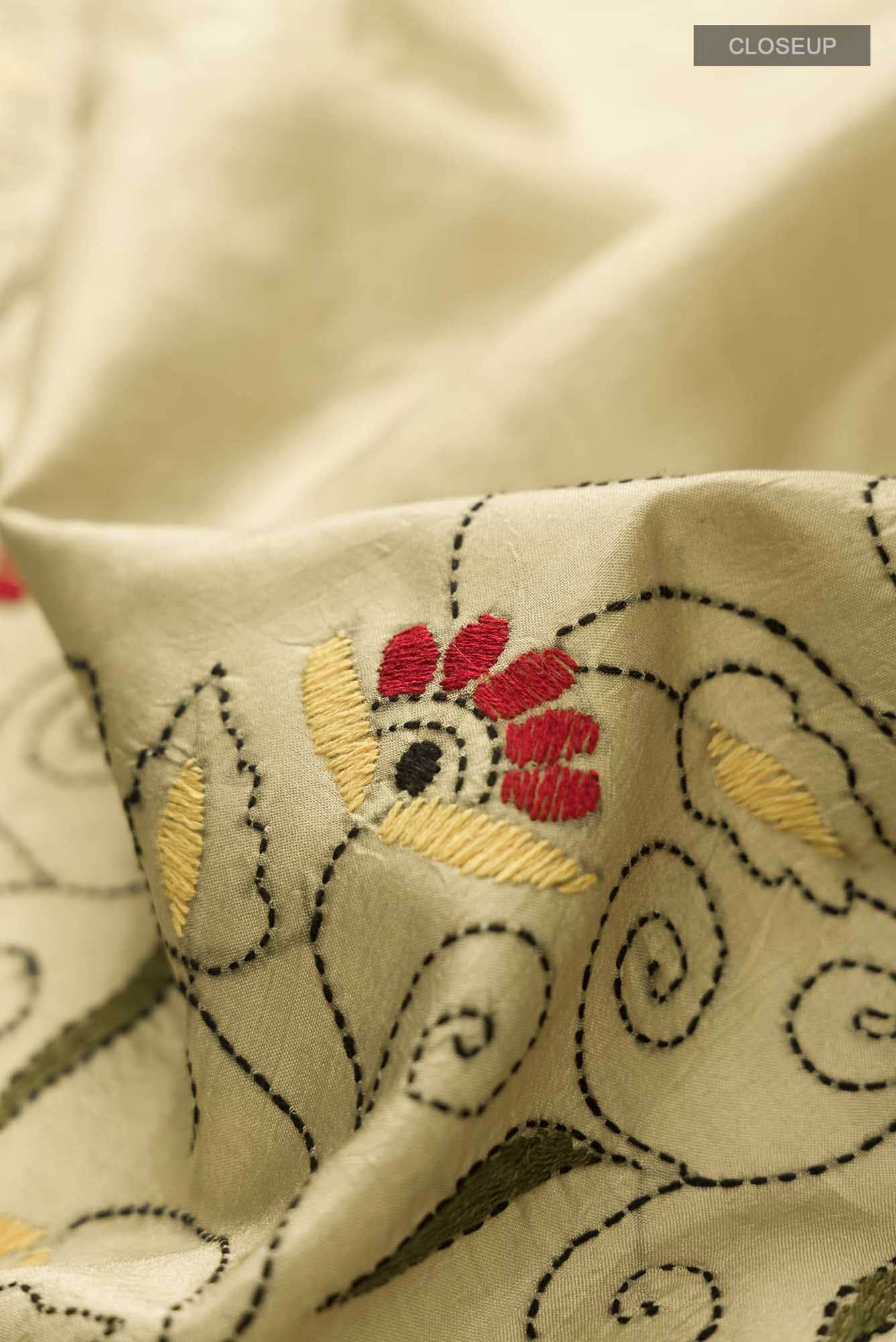 Beige Tussar Silk Saree