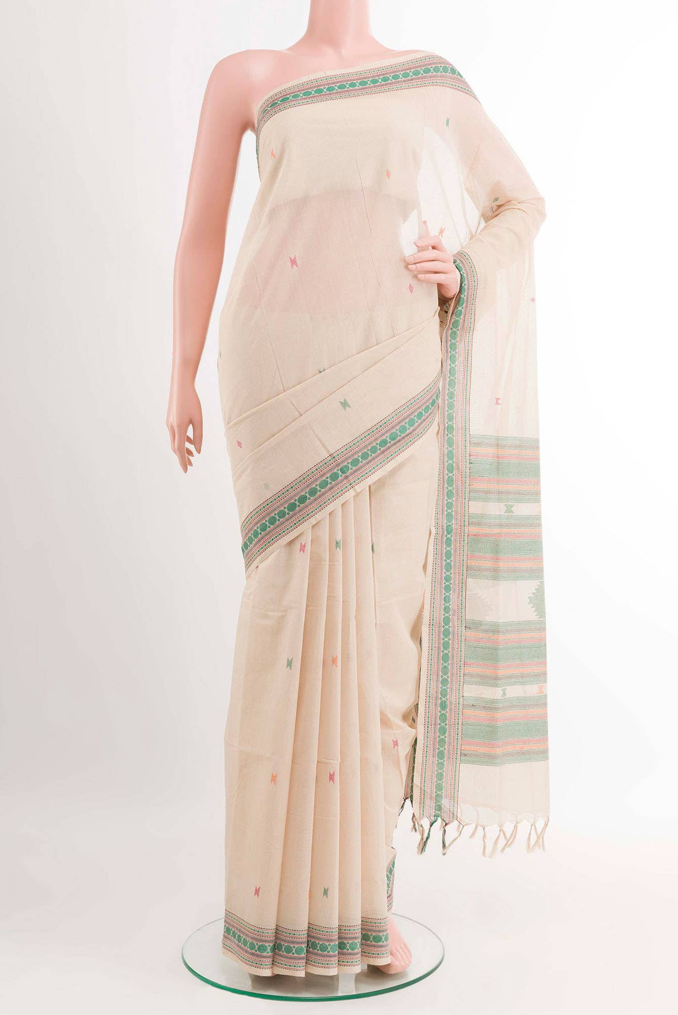 Beige Coimbatore Cotton Saree