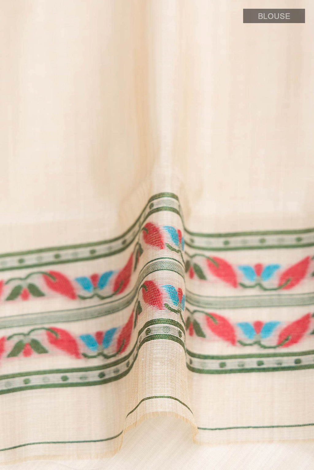 Beige Tussar Silk Saree
