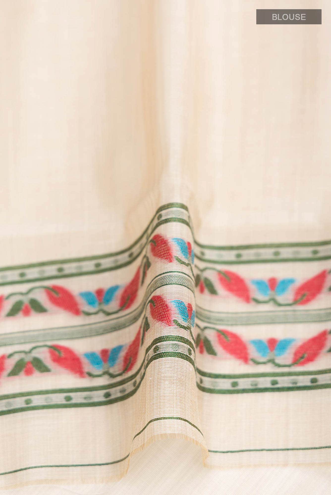 Beige Tussar Silk Saree