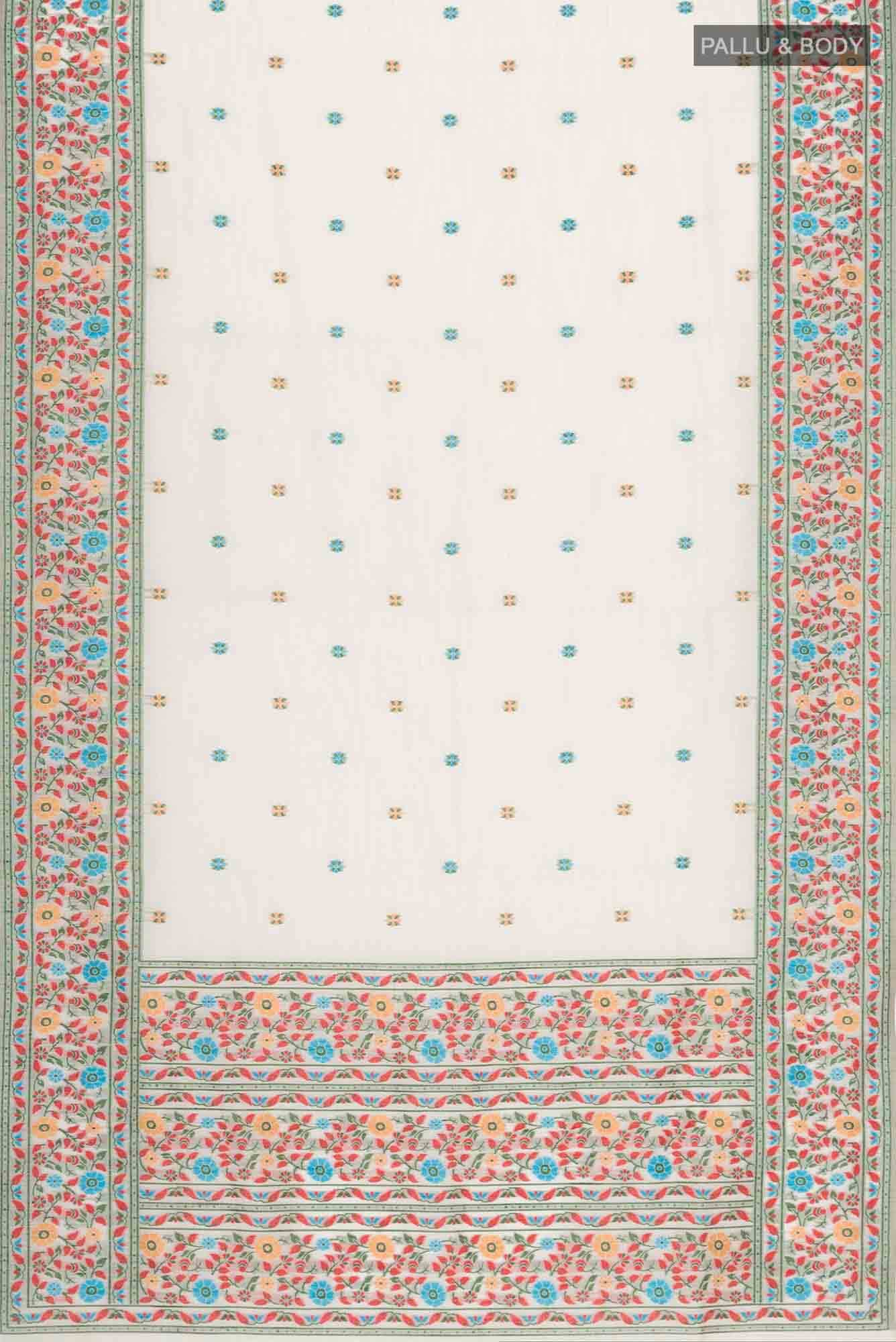 Beige Tussar Silk Saree
